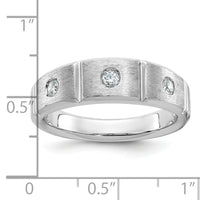 14k White Gold IBGoodman Men's Polished & Satin Diamond 3-Stone Ring-B58945