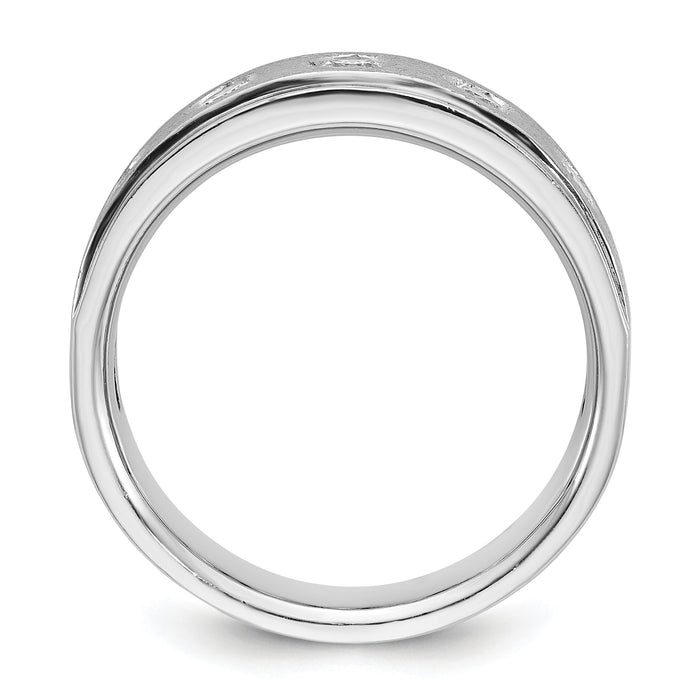 14k White Gold IBGoodman Men's Polished/Satin Diamond Complete Ring-B58949