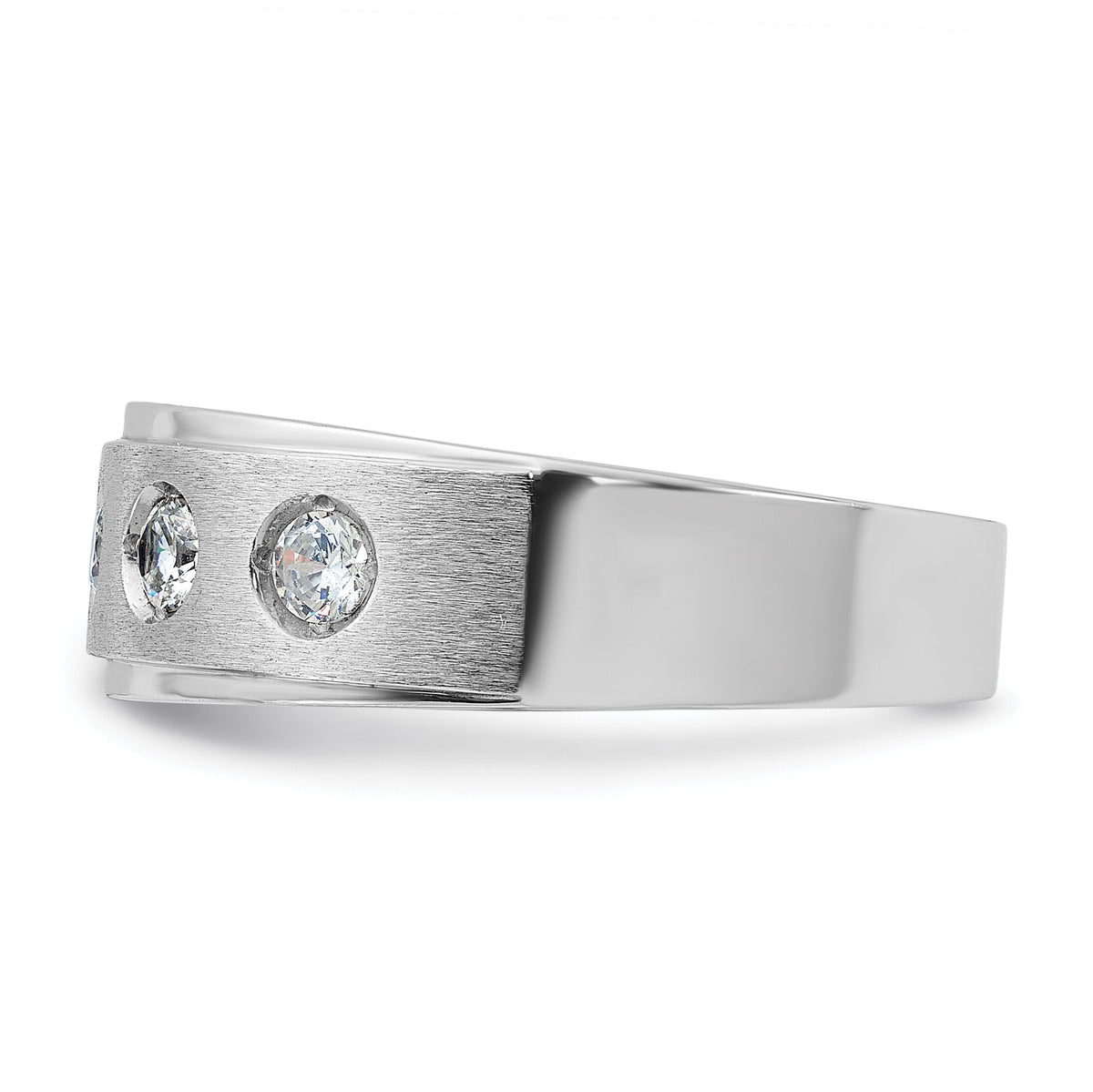 14k White Gold IBGoodman Men's Polished/Satin Diamond Complete Ring-B58949
