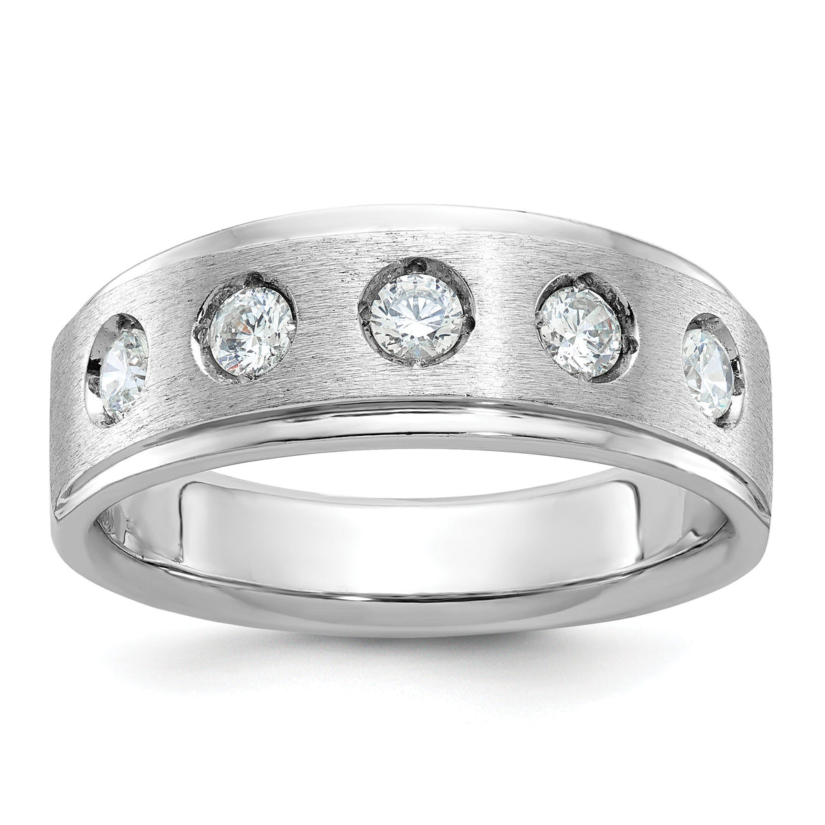 14k White Gold IBGoodman Men's Polished/Satin Diamond Complete Ring-B58949
