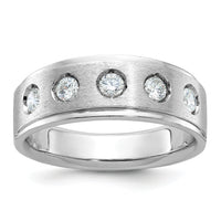 14k White Gold IBGoodman Men's Polished/Satin Diamond Complete Ring-B58949