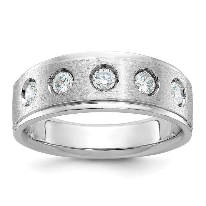 14k White Gold IBGoodman Men's Polished and Satin 1/2 carat Diamond Complete Ring-B58949-4WAA