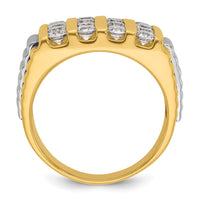 IBGoodman 14k Two-tone Men's Polished and Textured 4-Row 2 Carat AA Quality Diamond Ring-B58975-4YWAA