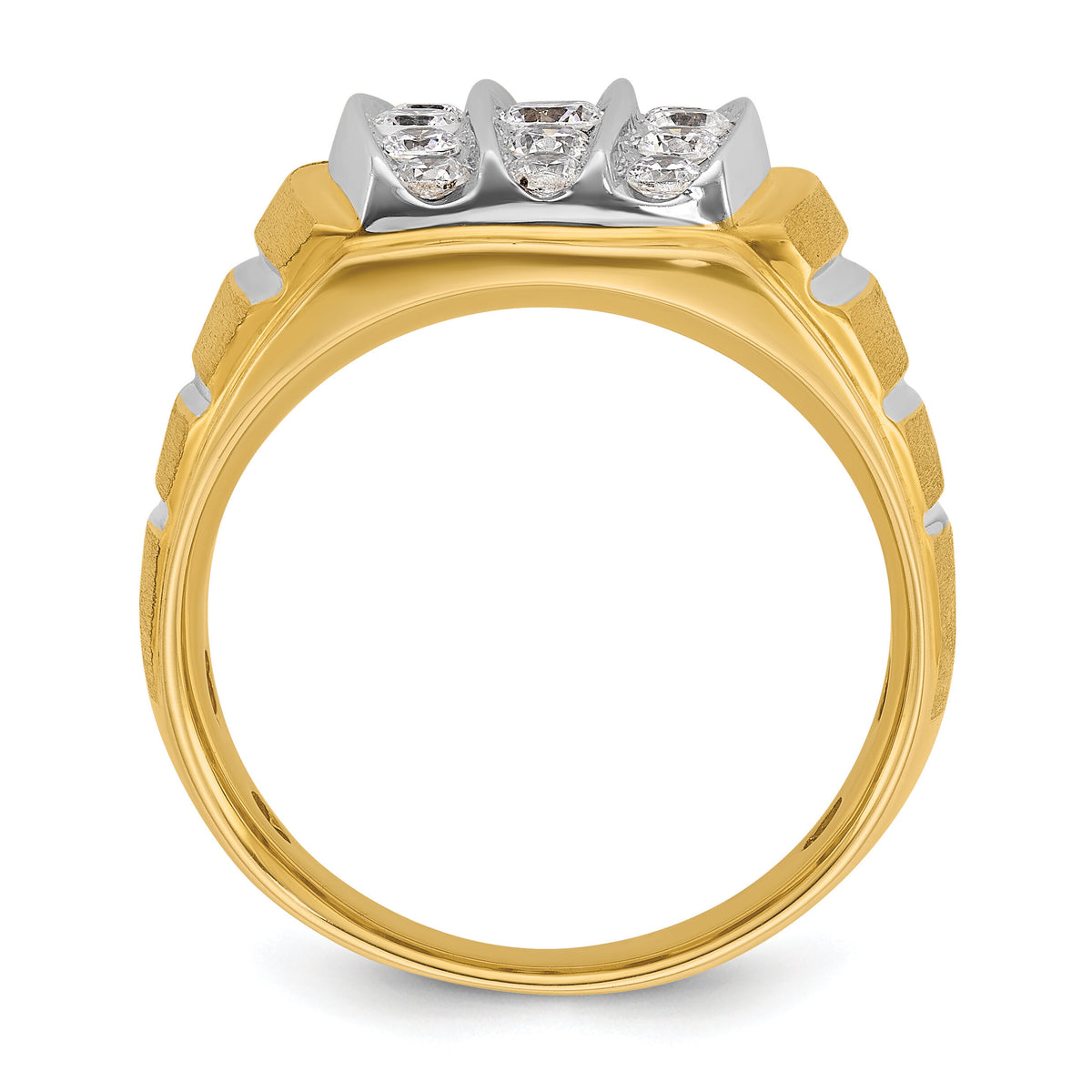 10k Two-tone IBGoodman Men's Polished Satin & Grooved Ring Mounting-B59016