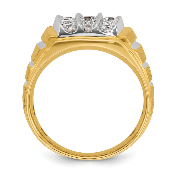 10k Two-tone IBGoodman Men's Polished Satin & Grooved Ring Mounting-B59016