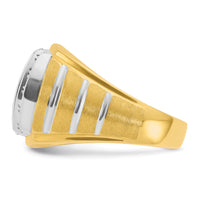 10k Two-tone IBGoodman Men's Polished Satin & Grooved Ring Mounting-B59016