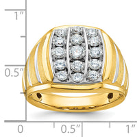 10k Two-tone IBGoodman Men's Polished Satin & Grooved Ring Mounting-B59016