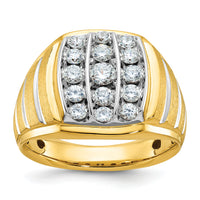 10k Two-tone IBGoodman Men's Polished Satin & Grooved Ring Mounting-B59016
