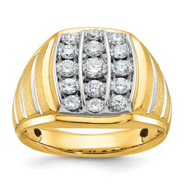 10k Two-tone IBGoodman Men's Polished Satin & Grooved Ring Mounting-B59016