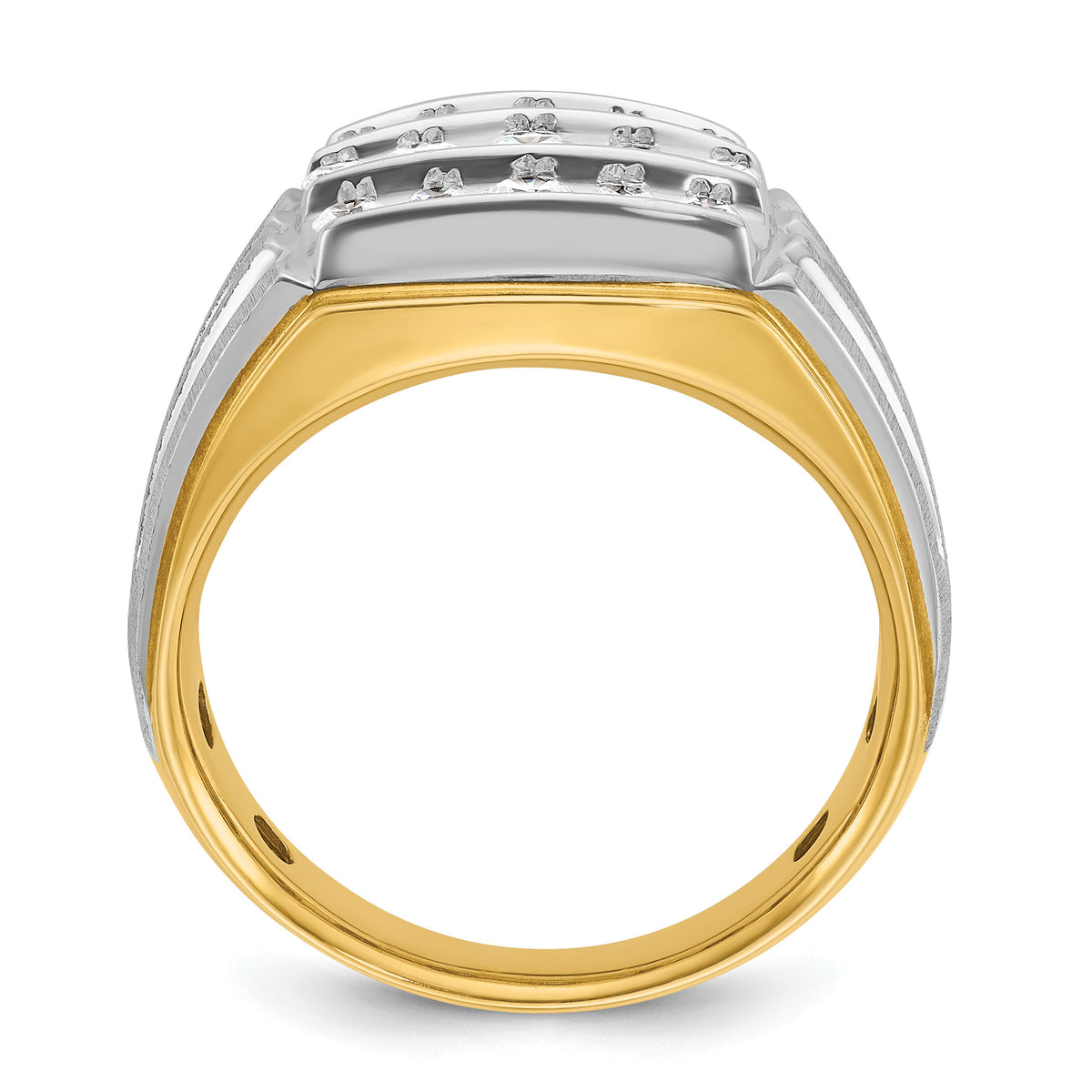 14k Two Tone 1 ct Lab Grown Diamond VS/SI+ G+ Men's Cluster Ring-B59017
