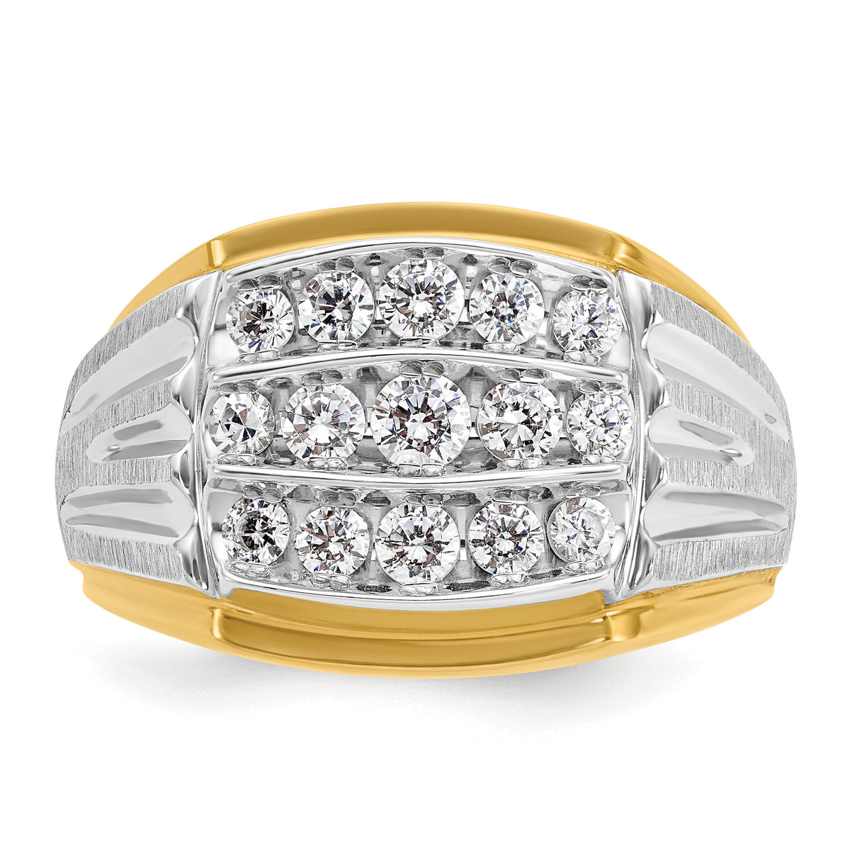 14k Two Tone 1 ct Lab Grown Diamond VS/SI+ G+ Men's Cluster Ring-B59017