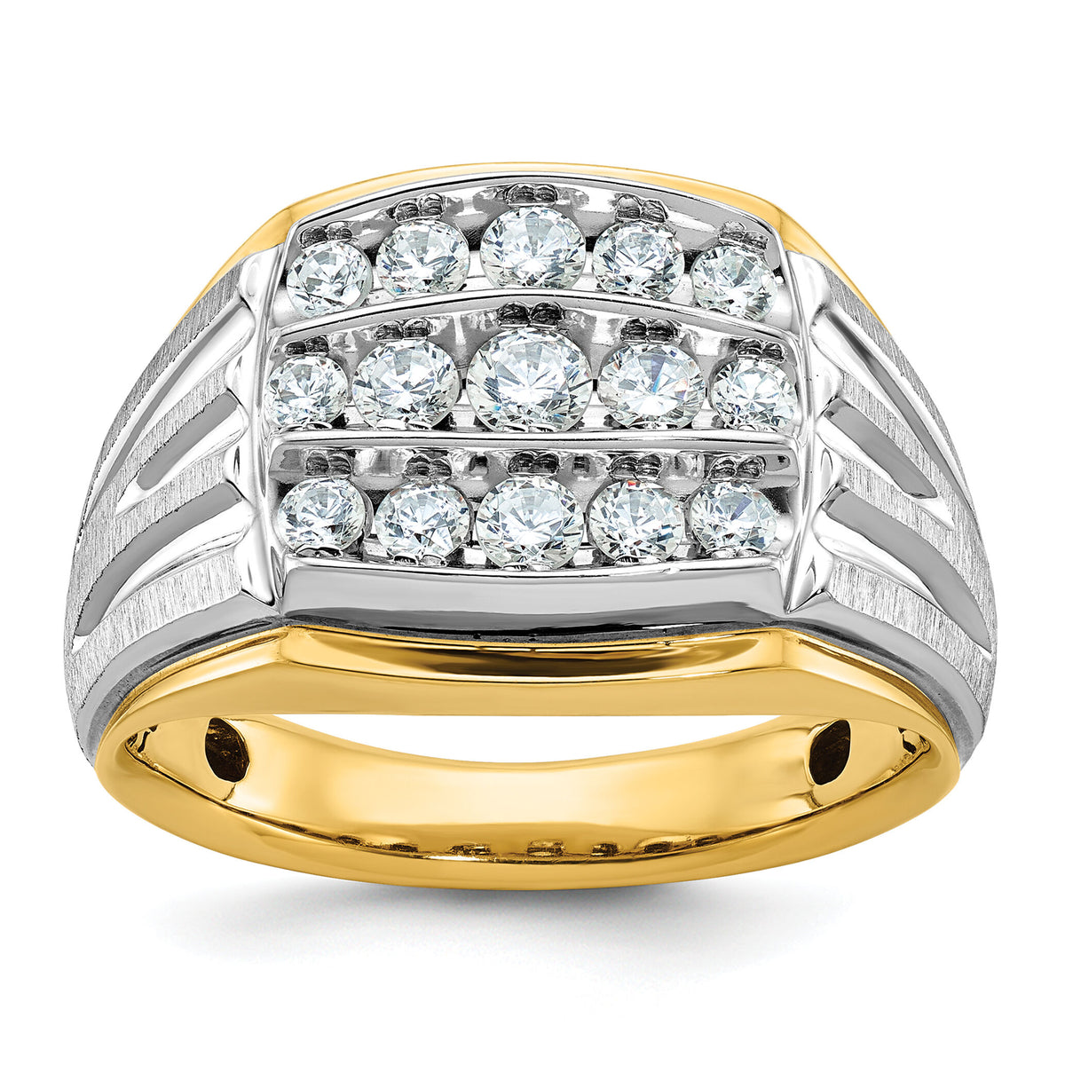 14k Two Tone 1 ct Lab Grown Diamond VS/SI+ G+ Men's Cluster Ring-B59017