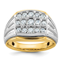14k Two Tone 1 ct Lab Grown Diamond VS/SI+ G+ Men's Cluster Ring-B59017