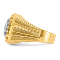 14ktt IBGoodman Men's Polished Satin & Grooved Diamond Cluster Ring-B59022