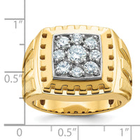 14ktt IBGoodman Men's Polished Satin & Grooved Diamond Cluster Ring-B59022
