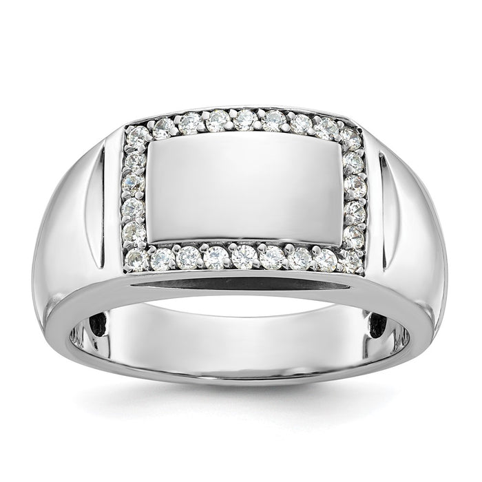 IBGoodman 14k White Gold Men's Polished 3/8 Carat AA Quality Diamond Rectangle Ring-B59047-4WAA