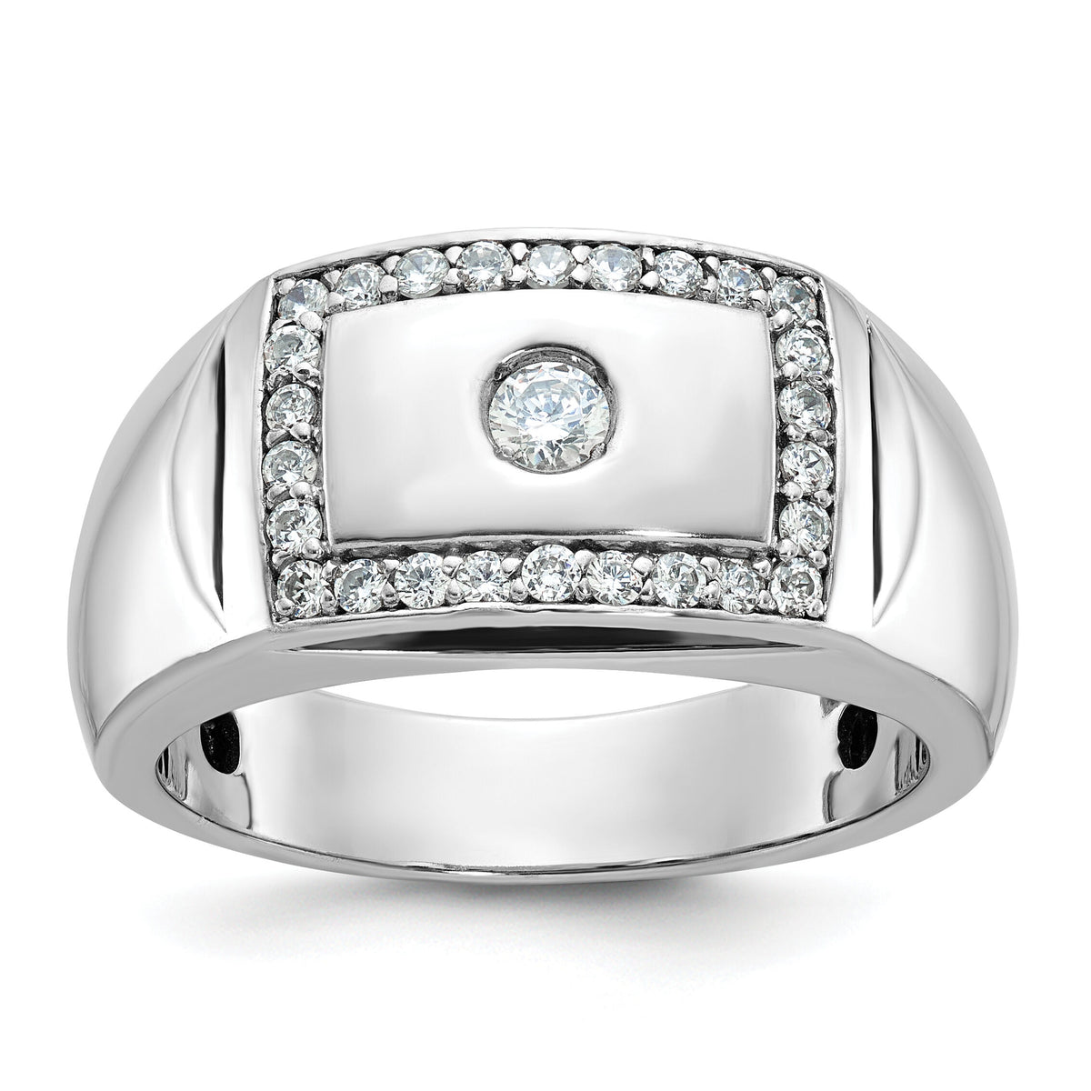 10k White Gold IBGoodman Men's Polished & Cut-Out Ring Mounting-B59048