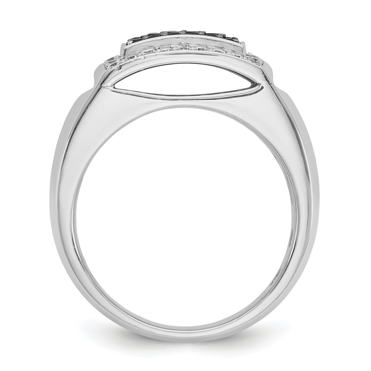 14kw 3/4 ct Lab Grown Dia VS/SI+ G+ & Black Dia Comp Rectangle Cluster Ring-B59049