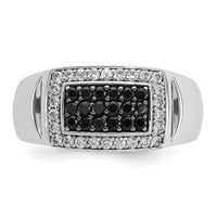 14kw 3/4 ct Lab Grown Dia VS/SI+ G+ & Black Dia Comp Rectangle Cluster Ring-B59049