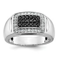 14kw 3/4 ct Lab Grown Dia VS/SI+ G+ & Black Dia Comp Rectangle Cluster Ring-B59049
