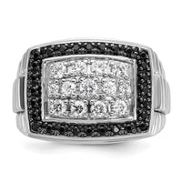 14k White Gold 1 ct Lab Grown Dia VS/SI+ G+ & Black Dia Comp Cluster Ring-B59050
