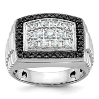 14k White Gold 1 ct Lab Grown Dia VS/SI+ G+ & Black Dia Comp Cluster Ring-B59050