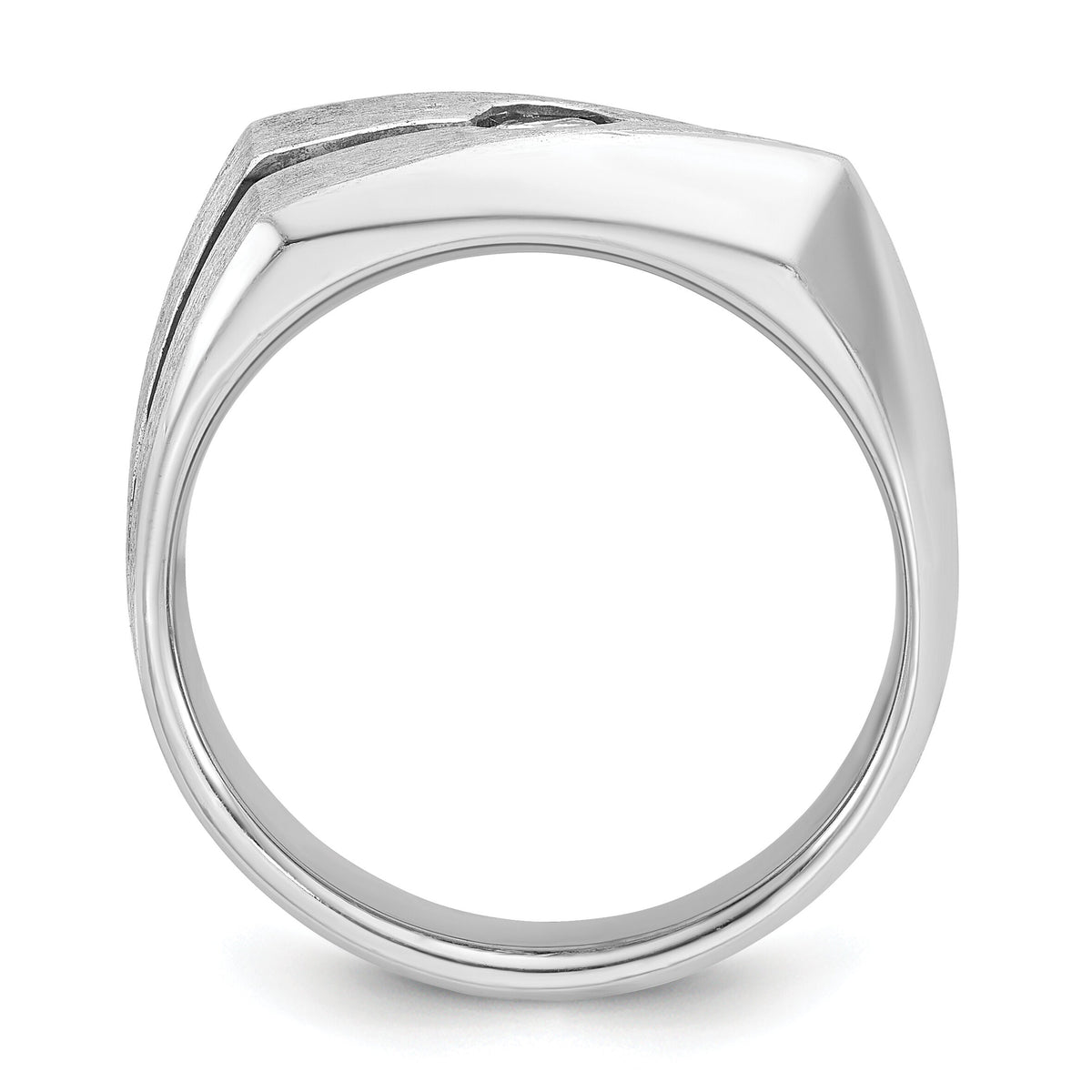 14k White Gold IBGoodman Men's w/Black Rhodium Satin Diamond Complete Ring-B59094
