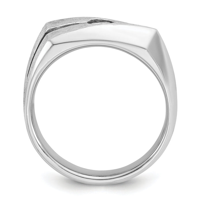14k White Gold IBGoodman Men's w/Black Rhodium Satin Diamond Complete Ring-B59094