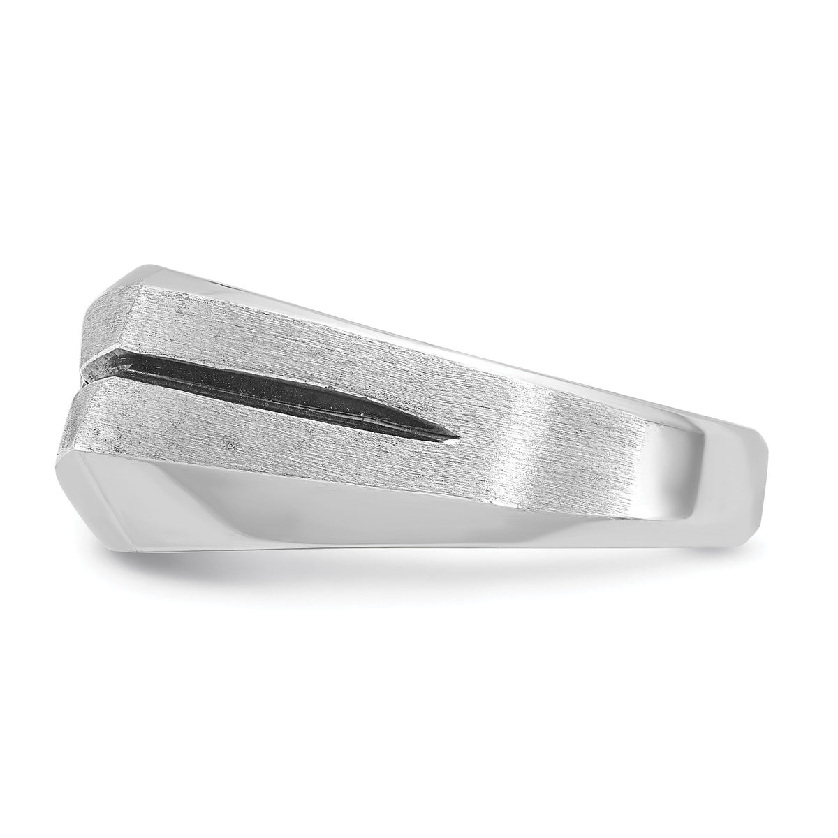 14k White Gold IBGoodman Men's w/Black Rhodium Satin Diamond Complete Ring-B59094