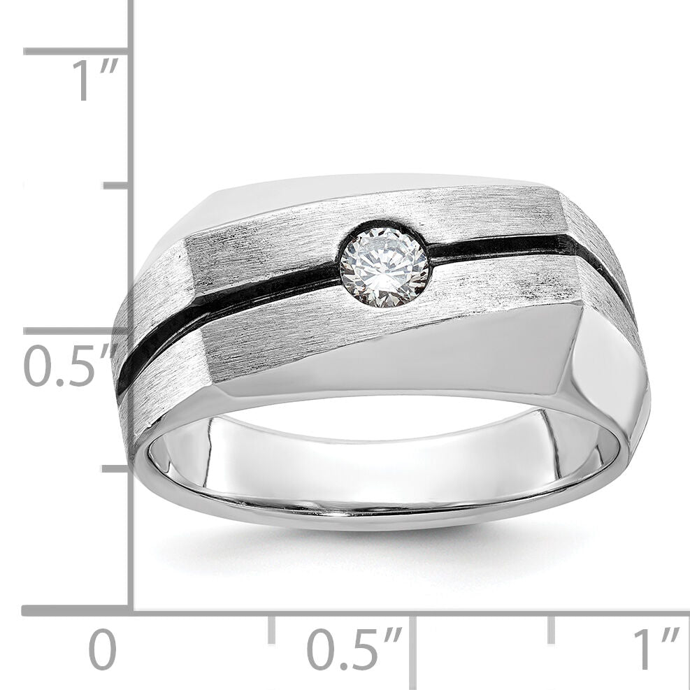 14k White Gold IBGoodman Men's w/Black Rhodium Satin Diamond Complete Ring-B59094