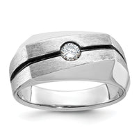 14k White Gold IBGoodman Men's w/Black Rhodium Satin Diamond Complete Ring-B59094