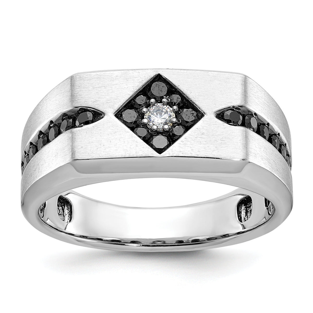 10k White Gold IBGoodman Men's Satin Diamond Ring Mounting-B59113