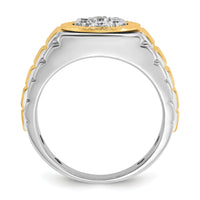 14k Two-Tone 1/2 ct Lab Grown Dia VS/SI+ G+ Comp Ribbed Men's Cluster Ring-B59118