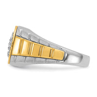 14k Two-Tone 1/2 ct Lab Grown Dia VS/SI+ G+ Comp Ribbed Men's Cluster Ring-B59118