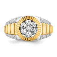 14k Two-Tone 1/2 ct Lab Grown Dia VS/SI+ G+ Comp Ribbed Men's Cluster Ring-B59118