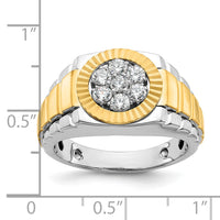 14k Two-Tone 1/2 ct Lab Grown Dia VS/SI+ G+ Comp Ribbed Men's Cluster Ring-B59118