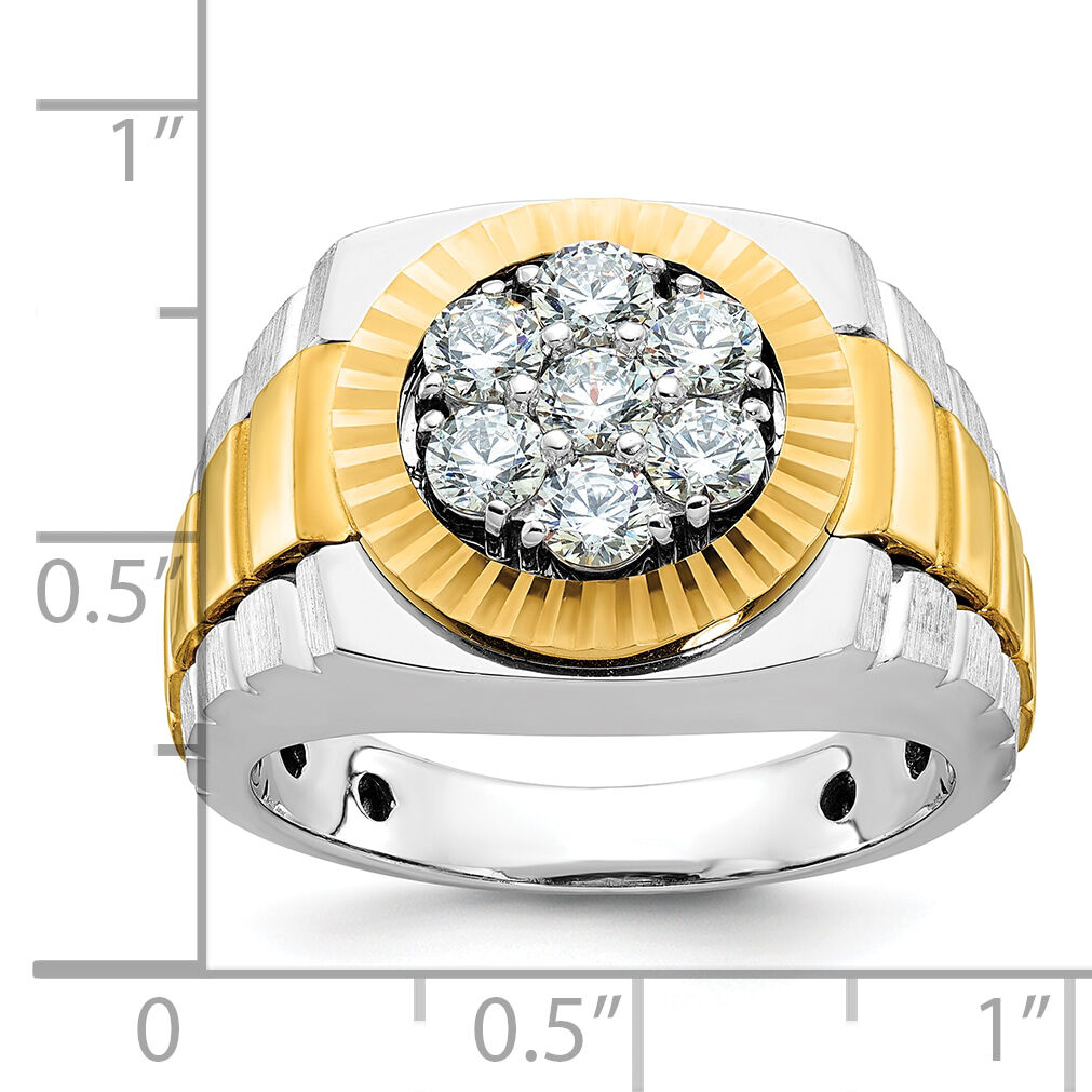 10k Two-tone IBGoodman Men's Polished Satin & Textured Ring Mounting-B59119