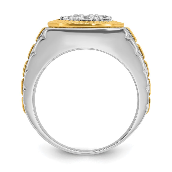 IBGoodman 14k Two-tone Men's Polished Satin and Textured 1 Carat AA Quality Diamond Ring-B59119-4WYAA