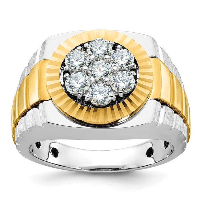 IBGoodman 14k Two-tone Men's Polished Satin and Textured 1 Carat AA Quality Diamond Ring-B59119-4WYAA