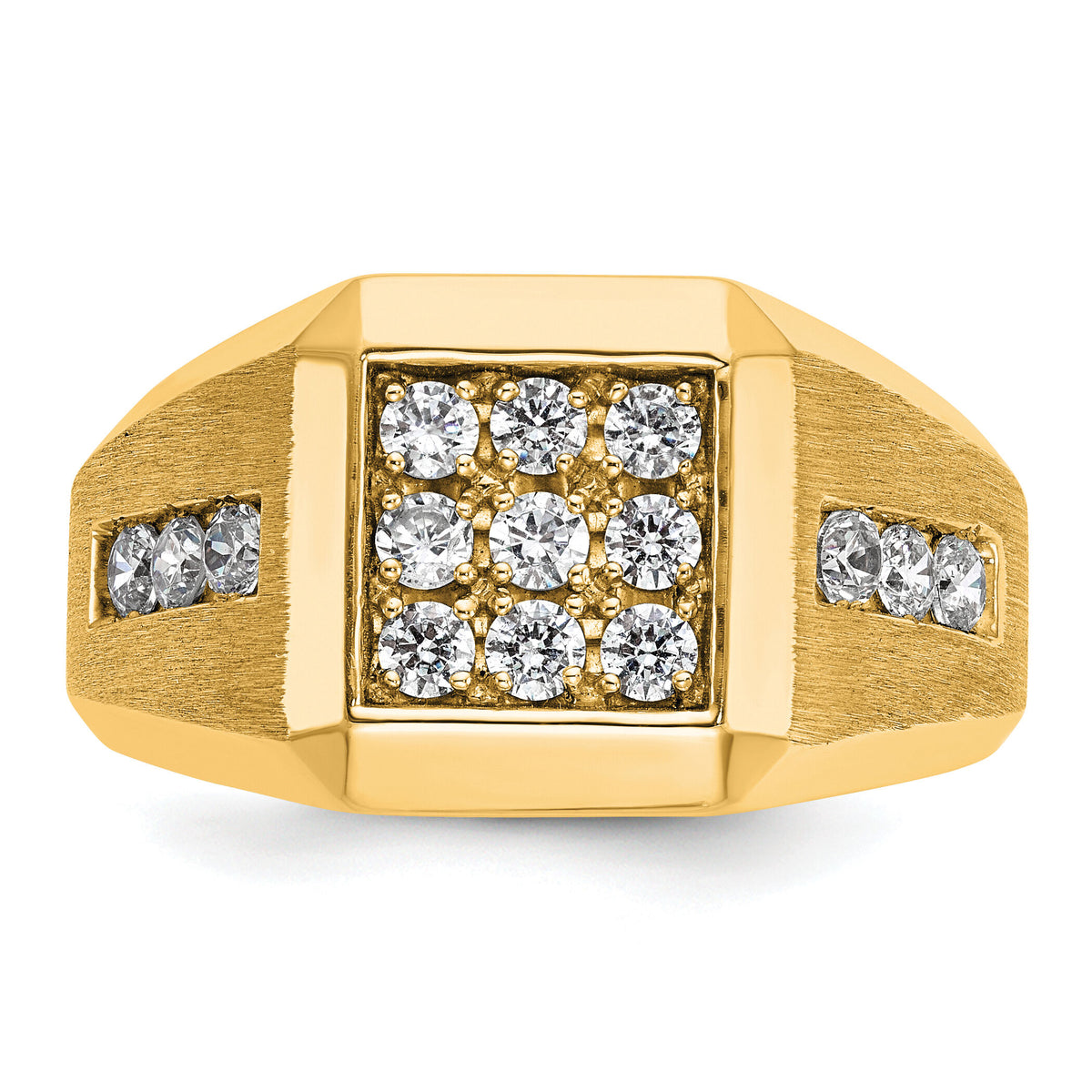 10k IBGoodman Men's Polished and Satin Square Cluster Ring Mounting-B59120