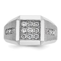 IBGoodman 14k White Gold Men's Polished and Satin 1 Carat AA Quality Diamond Square Cluster Ring-B59120-4WAA