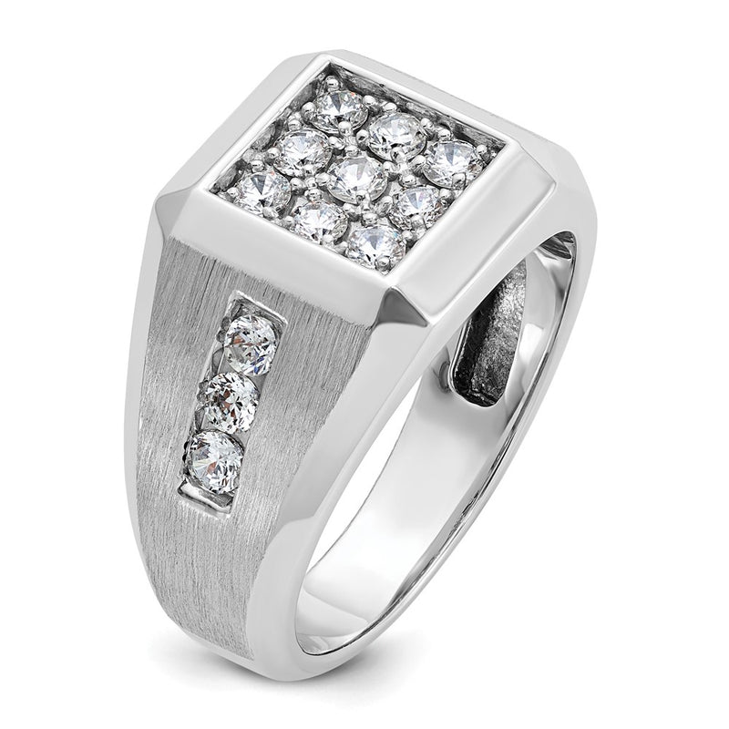 IBGoodman 14k White Gold Men's Polished and Satin 1 Carat AA Quality Diamond Square Cluster Ring-B59120-4WAA