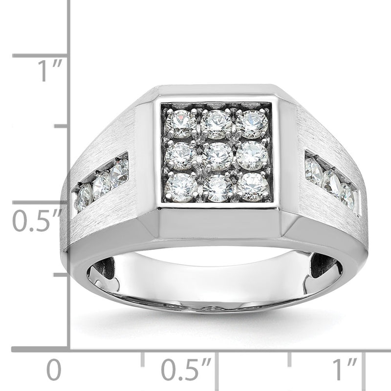 IBGoodman 14k White Gold Men's Polished and Satin 1 Carat AA Quality Diamond Square Cluster Ring-B59120-4WAA