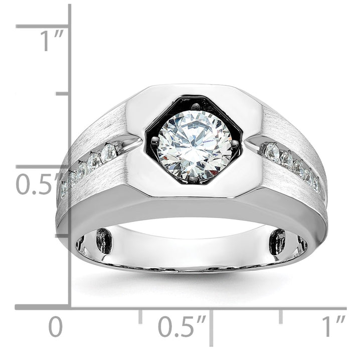 14k White Gold IBGoodman Men's Polished and Satin 1/5 carat Diamond Semi-mount Ring-B59125-4WAA