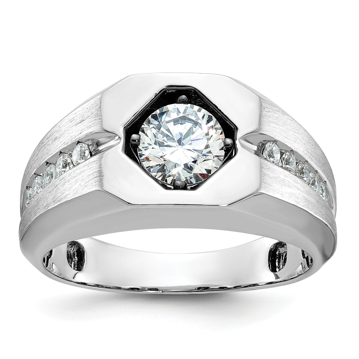 14k White Gold IBGoodman Men's Polished/Satin Diamond Semi-mount Ring-B59125