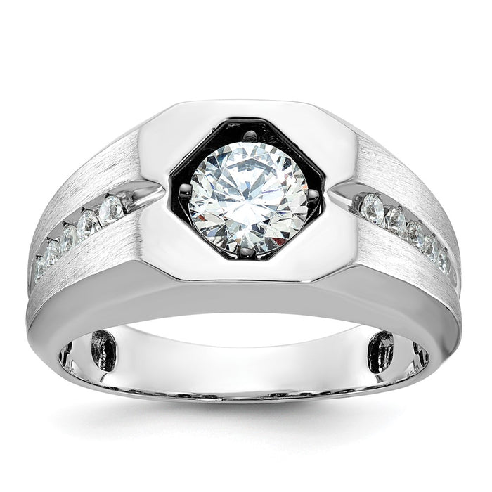 14k White Gold IBGoodman Men's Polished and Satin 1/5 carat Diamond Semi-mount Ring-B59125-4WAA