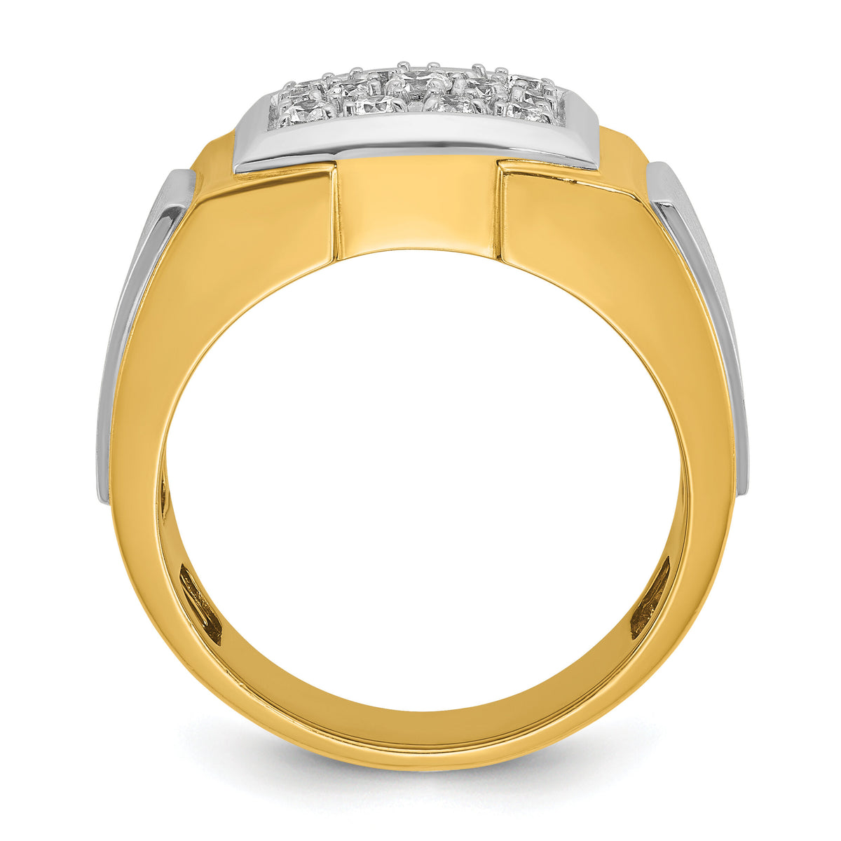 10k IBGoodman Men's Polished and Satin Cluster Ring Mounting-B59129