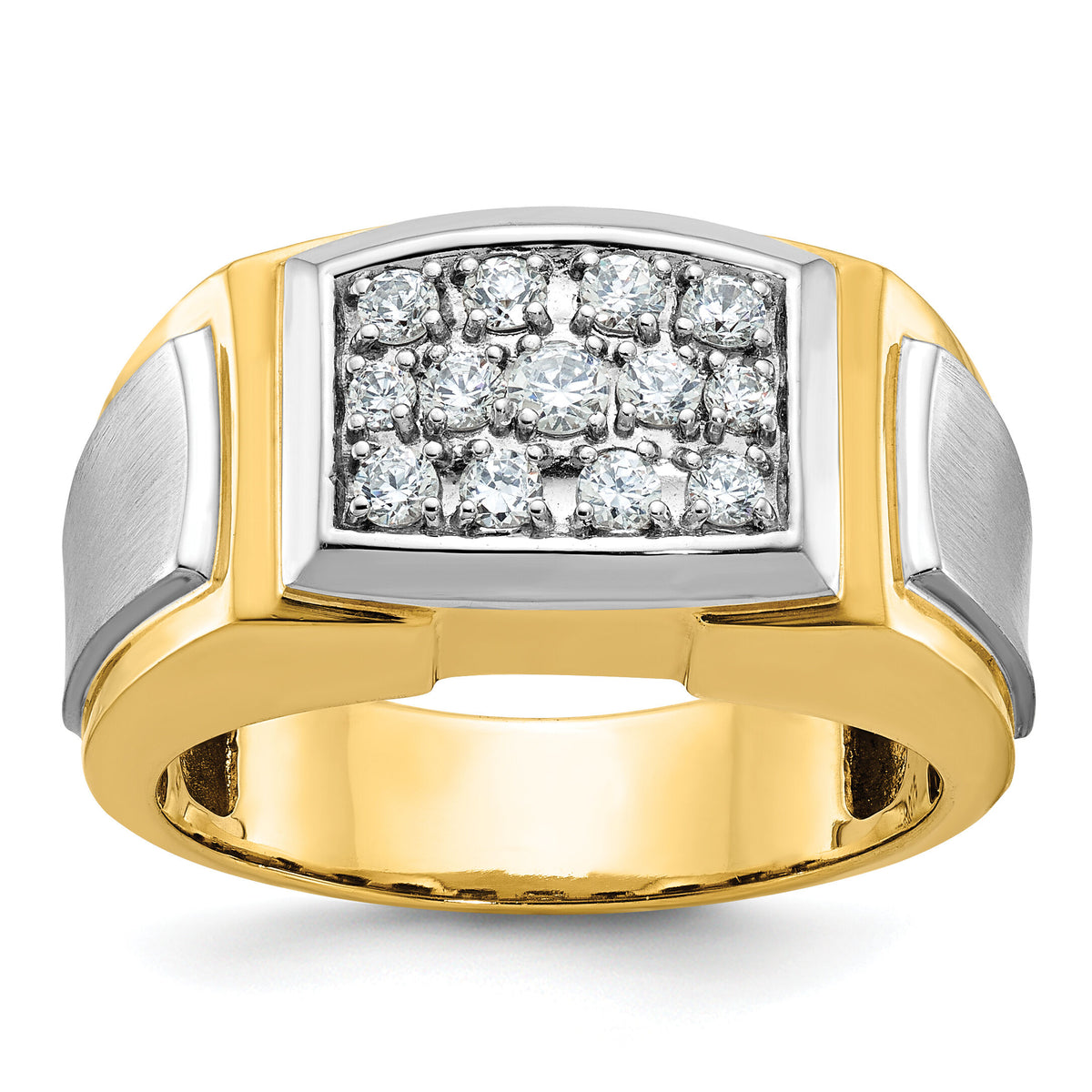 10k IBGoodman Men's Polished and Satin Cluster Ring Mounting-B59129