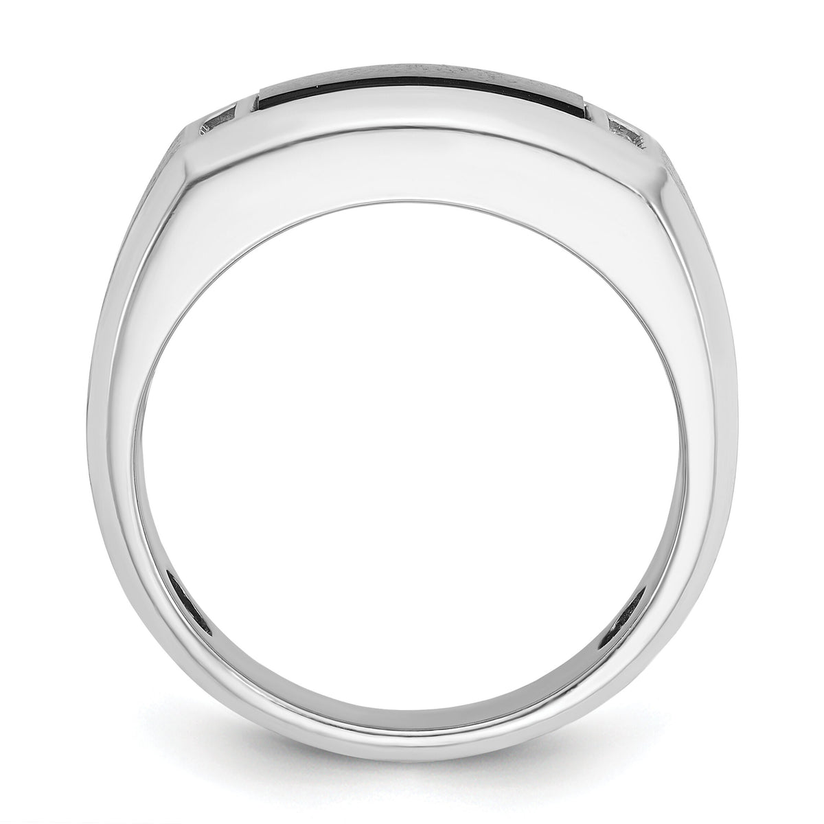 14k White Gold IBGoodman Men's Satin Onyx/Diamond Complete Ring-B59132