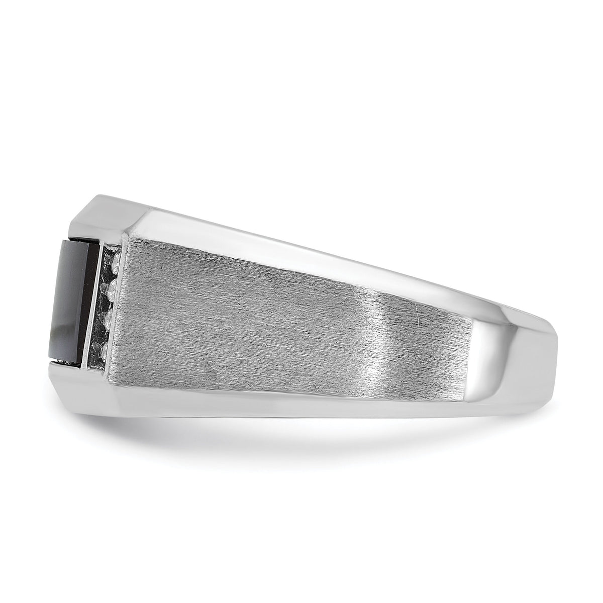 14k White Gold IBGoodman Men's Satin Onyx/Diamond Complete Ring-B59132